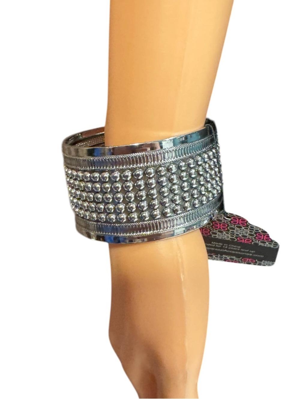 PAPARAZZI Silver Accent Raised Design Wide Cuff Bracelet NWT